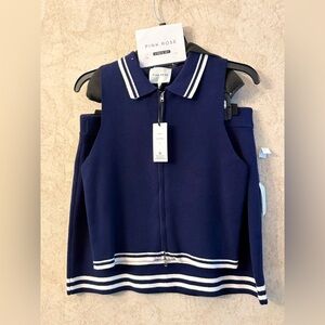 Pink Rose 2 Piece Set Navy & Cream